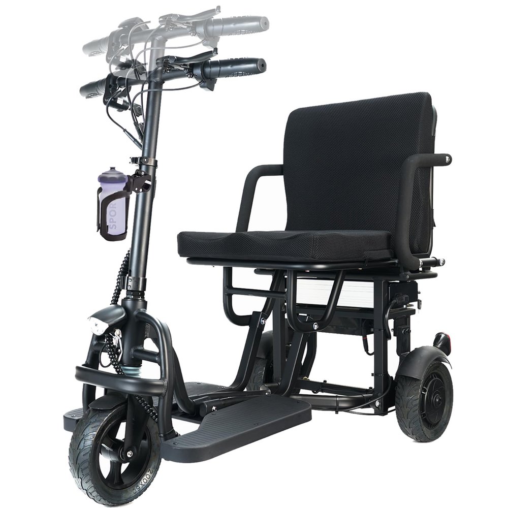 2026 New Folding Mobility Scooter, 20 Miles Airline Approved Mobility Scooters, 3+1 Speed Mode Folding Scooters, Adjustable Handle Height 3 Wheel Electric Scooter, No Assembly Required