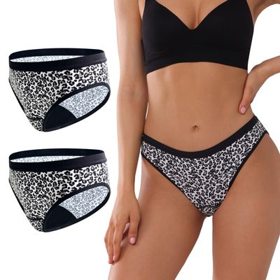 KARSWATT Washable Absorbent Incontinence Underwear for Women Leak Proof Postpartum Panties for Bladder Leaks 2 Pack (2X-Large, Leopard A)