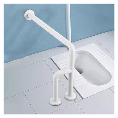 Handicap Grab Bars Rails Stainless Steel Toilet Handrail Bathroom Safety Bar Wall Mount Floor Support Assist Bar for Disabled Elderly Mounted Bath Grips (Color : White, Size : 70x50cm/27.56x19.69in