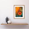 Artery8 Abstract Liquid Paint Dried Orange Fruit Slice Artwork Framed Wall Art Print 12X16 Inch view 2