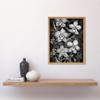 Artery8 White on Black Blooming Orchid Flower Plants Art Print Framed Poster Wall Decor 12x16 inch view 2