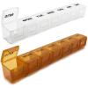 2 Pack Weekly Pill Organizer, Large 7 Day Pill Case, Daily Vitamin Case Medicine Box, AM/PM Pill Containers for Medicine Supplements Fish Oil (White & Khaki) view 1