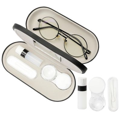 Eyeglass Case Double Sided Travel Size Cute Portable Contact Lens Box 2 in 1 Multifunction With Tool for Daily Outdoor Office