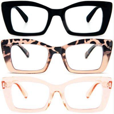 REAVEE 3 Pack Oversized Square Reading Glasses Oprah Style for Women, Blue Light Blocking Large Frame Computer Designer Fashion Readers with Spring Hinge (Black/Tortoise Tea/Tea,1.25)
