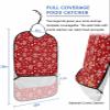 Christmas Snowflake Adult Bib for Eating with Crumb Catcher,Washable & Waterproof Terry Cloth Adjustable Elderly Women Men Adult Bibs Funny Apron Clothing Protector Red Winter White Snowy Holiday view 2