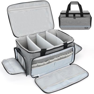 LEFORZ Medical Bag Home Health Nurse Bag Empty First Aid Storage Bag with Detachable Divider Medical Supplies Bag for Nursing Student,Therapist,Doctors(Grey)