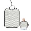 Geometric Adult Bib for Eating with Crumb Catcher,Washable & Waterproof Terry Cloth Adjustable Elderly Women Men Bibs Funny Clothing Protector Blue Yellow Abstract Minimalistic Water Ripples Stripes view 1