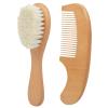 Baby Hair Brush and Comb Set for Newborns & Toddlers, Hairbrush and Comb Set Wooden with Natural Goat Bristles, for Cradle Cap and Massage, Teething Ring, Baby Registry or Baby Shower view 1