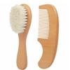 Baby Hair Brush and Comb Set for Newborns & Toddlers, Hairbrush and Comb Set Wooden with Natural Goat Bristles, for Cradle Cap and Massage, Teething Ring, Baby Registry or Baby Shower view 2