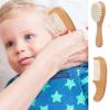 Baby Hair Brush and Comb Set for Newborns & Toddlers, Hairbrush and Comb Set Wooden with Natural Goat Bristles, for Cradle Cap and Massage, Teething Ring, Baby Registry or Baby Shower view 4