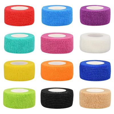 12pcs Self Adhesive Bandage Wraps, 1in 5 Yards, Multicolor