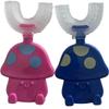 All in One U-Shapped 360 Toothbrush, Toddler with Food Grade Soft Silicone Brush Head (Blue & Pink) view 1