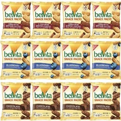 QT LIMITED Belvita Breakfast Biscuits Bite-Size Snack Packs Variety Pack, 1 oz Bags (12 Count)