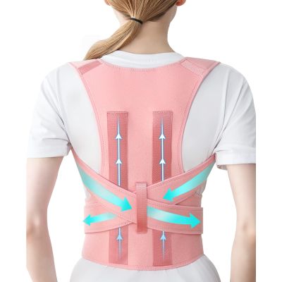 LUXRUB Adjustable Posture Corrector for Women and Men,Breathable Full Back Support Brace for Clavicle Support and Providing Pain Relief from Neck, Back and Shoulder (Color : Pink, Size : Medium)