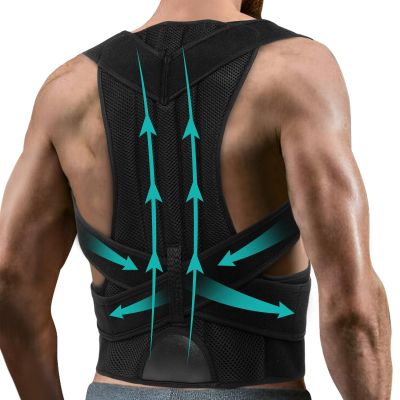Breathable Back Brace Posture Corrector For Women And Men, Back Straightener Hunchback Correction, Lumbar Support Shoulder Neck Posture Support For Improve Back Posture (Color : Black, Size : X-Larg