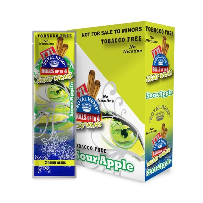 XXL Size Wraps - Full Case of 25 Pouches with 2 Wraps per Pouch (50 Total) - Sour Apple
