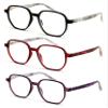 V.W.E. 3 Pairs Women Lightweight Hexagon Shape Wide Oversized Reading Glasses - Clear Lens Reader Marble Temple Spring Hinge 7021 (Black Red Purple, 1.25) view 1