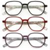 V.W.E. 3 Pairs Women Lightweight Hexagon Shape Wide Oversized Reading Glasses - Clear Lens Reader Marble Temple Spring Hinge 7021 (Black Red Purple, 1.25) view 2