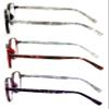 V.W.E. 3 Pairs Women Lightweight Hexagon Shape Wide Oversized Reading Glasses - Clear Lens Reader Marble Temple Spring Hinge 7021 (Black Red Purple, 1.25) view 3