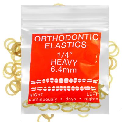 Amber Latex 100 counts, Intraoral Elastic Bands Orthodontic Elastics Dental Rubber Bands Made in US Heavy 1/4'', Amber Latex
