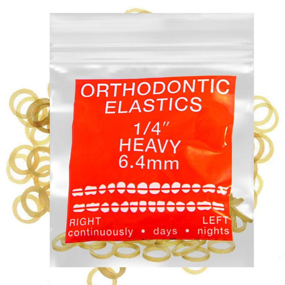 Amber Latex 100 counts, Intraoral Elastic Bands Orthodontic Elastics Dental Rubber Bands Made in US Heavy 1/4'', Amber Latex
