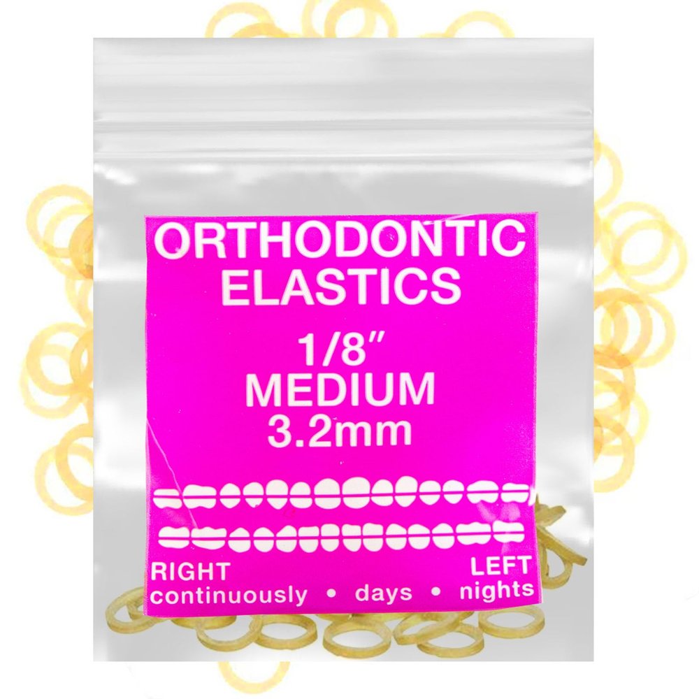Amber Latex 100 counts, Intraoral Elastic Bands Orthodontic Elastics Dental Rubber Bands Made in US Medium 1/8'', Amber Latex