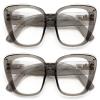 V.W.E. 2 Pairs Women Oversize Transparent Reading Glasses - Spring Hinge Reader 7024 (2 Grey, 2.00) view 1