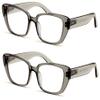 V.W.E. 2 Pairs Women Oversize Transparent Reading Glasses - Spring Hinge Reader 7024 (2 Grey, 2.00) view 2