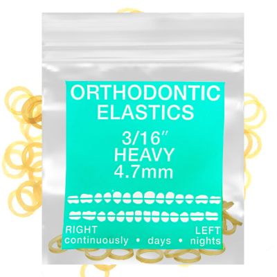 Amber Latex 100 counts, Intraoral Elastic Bands Orthodontic Elastics Dental Rubber Bands Made in US Heavy 3/16'', Amber Latex