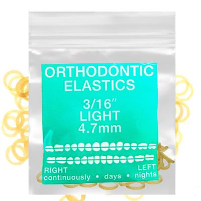 Amber Latex 100 counts, Intraoral Elastic Bands Orthodontic Elastics Dental Rubber Bands Made in US Light 3/16'', Amber Latex