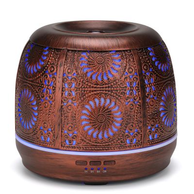 Large Essential Oil Aromatherapy Diffuser for Home Bedroom Metal Hollow Decorative Room Ultrasonic Air Scent Mist Aroma Diffuser 500ML Defusers -Red Copper