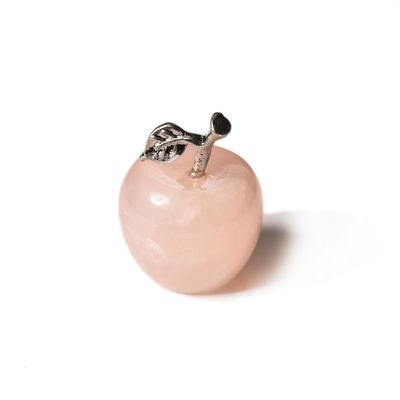 Asingeloo Hand Carved Crystal Apple Natural Rose Quartz Gemstones Pocket Guardian Apple Healing Statue for Home Decoration 1 inch