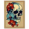 Artery8 Skull Orchid Flower Blooms Tattoo Ink Body Art Rockabilly Americana 50s Artwork Framed A3 Wall Art Print view 1