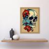 Artery8 Skull Orchid Flower Blooms Tattoo Ink Body Art Rockabilly Americana 50s Artwork Framed A3 Wall Art Print view 2