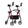 ELENKER Heavy Duty Upright Rollator Walker with Extra Wide Padded Seat and Backrest, Bariatric Stand Up Rolling Walker, Fully Adjustment Frame for Seniors, Red view 1