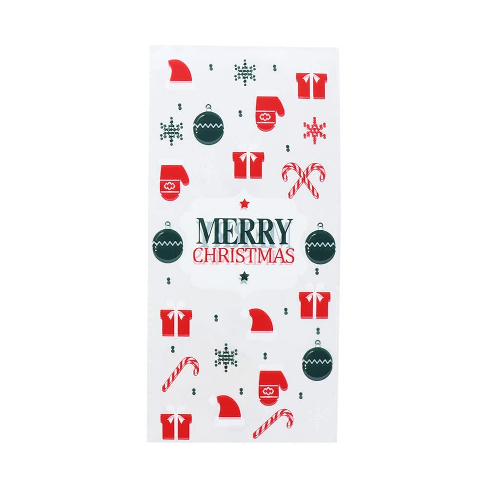 50 Pieces Christmas Cellophane Treat Bags, Xmas Clear Cookie Candy Bags Goodies Bags Party Gift Packaging Bags for Christmas Party Supplies(1)