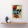 Artery8 Skull Orchid Flower Blooms Tattoo Ink Body Art Rockabilly Americana 50s Artwork Framed A3 Wall Art Print view 2