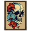 Artery8 Skull Orchid Flower Blooms Tattoo Ink Body Art Rockabilly Americana 50s Artwork Framed A3 Wall Art Print view 1