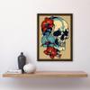 Artery8 Skull Orchid Flower Blooms Tattoo Ink Body Art Rockabilly Americana 50s Artwork Framed A3 Wall Art Print view 2