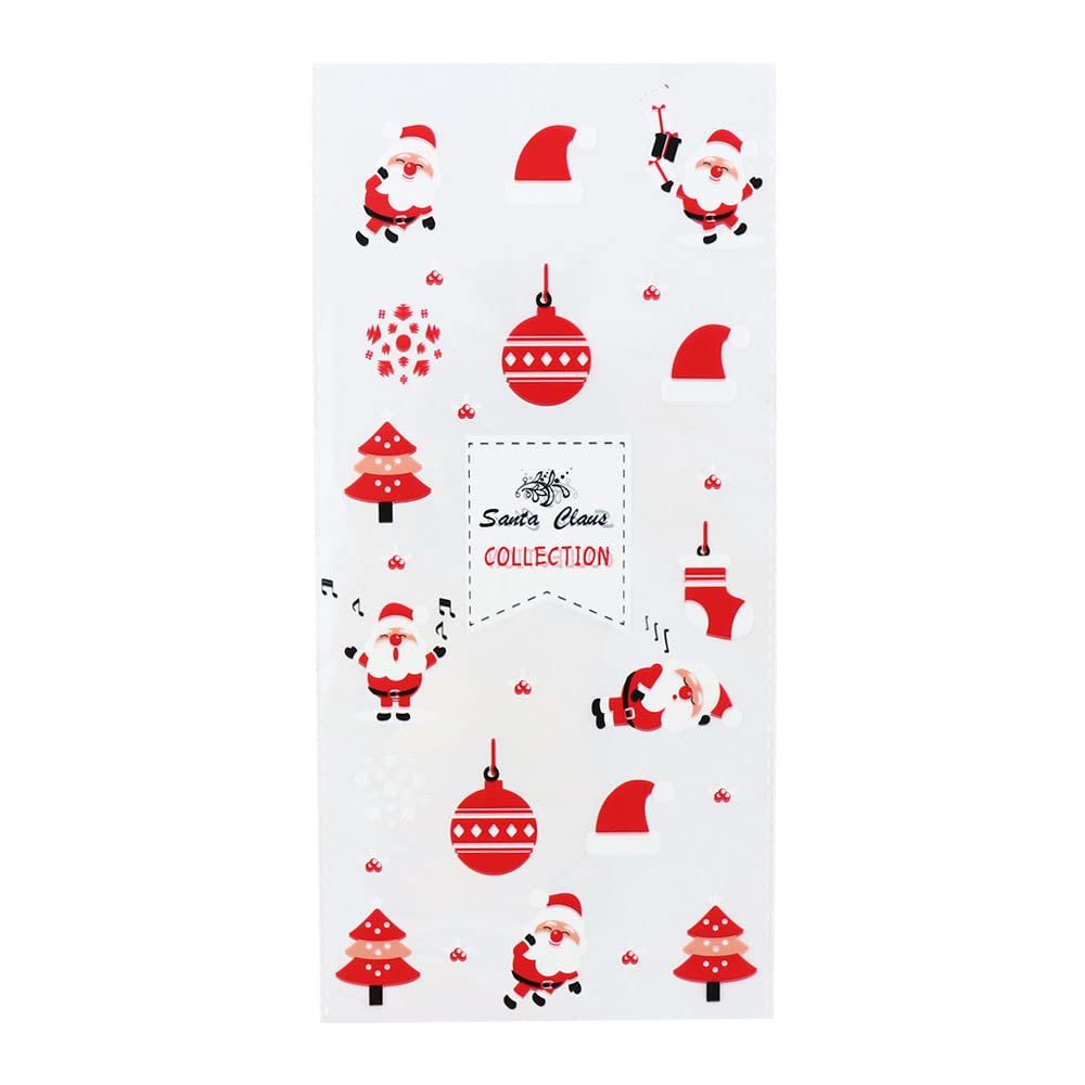 50 Pieces Christmas Cellophane Treat Bags, Xmas Clear Cookie Candy Bags Goodies Bags Party Gift Packaging Bags for Christmas Party Supplies(2)
