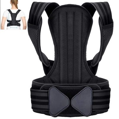 Adjustable Back Brace Posture Corrector Office Home Gym Unisex, Back Straightener Hunchback Correction, Posture Trainer Support For Spine, Back And Shoulder (Color : Black, Size : Large)