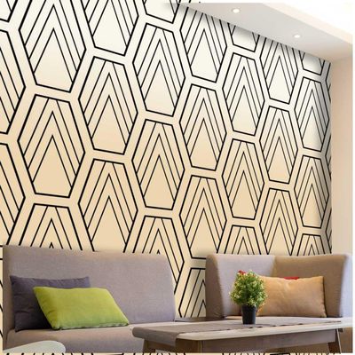 ZYMECH Cream Coloured Contact Paper Peel and Stick Abstract Geometric Lines Peel and Stick Contact Paper Laundry Room Easy to Remove (W) 118" X(H) 110"