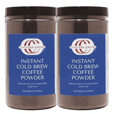 Civilized Coffee Instant Cold Brew Powder  Authentic Low-Acid Coffee, Medium Dark Roast, 100% Arabica (2 Pack-20 oz)
