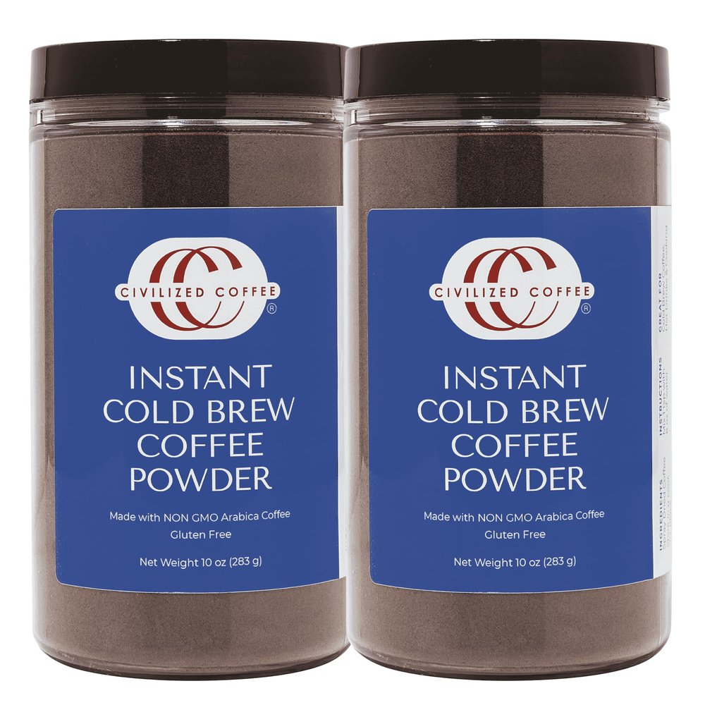 Civilized Coffee Instant Cold Brew Powder  Authentic Low-Acid Coffee, Medium Dark Roast, 100% Arabica (2 Pack-20 oz)
