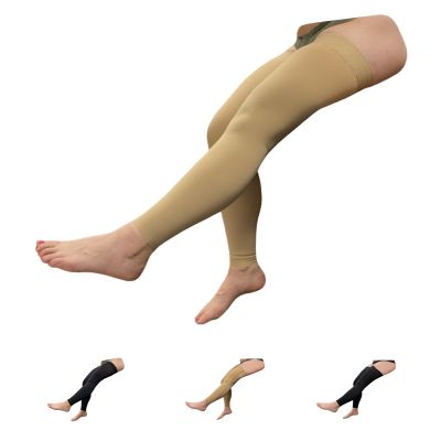 HealthyNees Footless Thigh High 20-30 mmHg Compression Wide Leg Stocking Zipper (Regular Beige, 5X-Large)