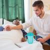 FOMIYES 2pcs Convalescent Feeding Cup with Double Handles Spill Sippy Cup for Elderly Ergonomic Design for Bedridden Patients Liquid Feeding Straw for Drinking and Food-grade Material view 2