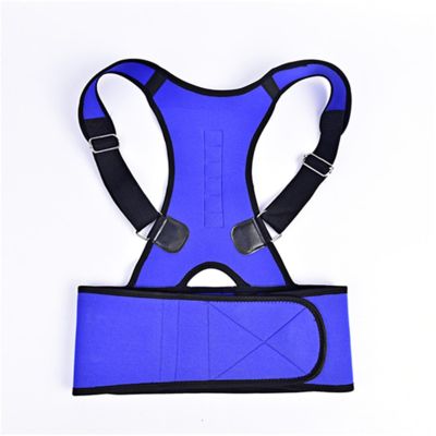 Full Back Support Belt Magnetic Posture Corrector Back Brace Therapy Corset Lumbar Brace Waist Support Belt For Men Women Teenagers Back Shoulder Pain Relief (Color : Blue, Size : Medium)