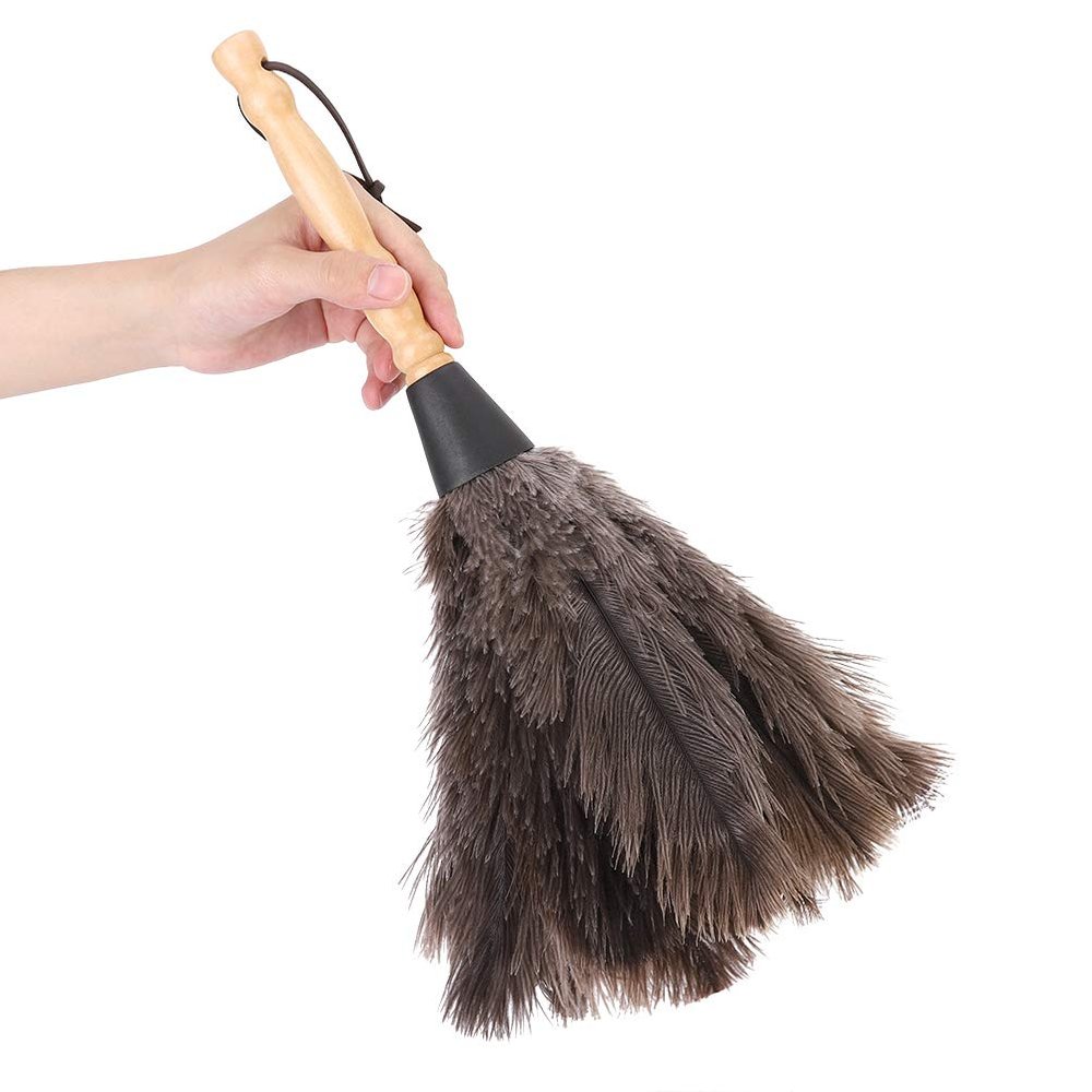 Anti Static Reusable Wooden Handle Ostrich Duster Dust Removal Cleaning Tools