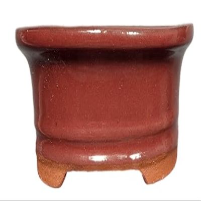 Aven's Serenity Garden - Oval Ceramic Bonsai Pot | Burgandy Glazed Ceramicware | 6" Wide, Flared Training Pot