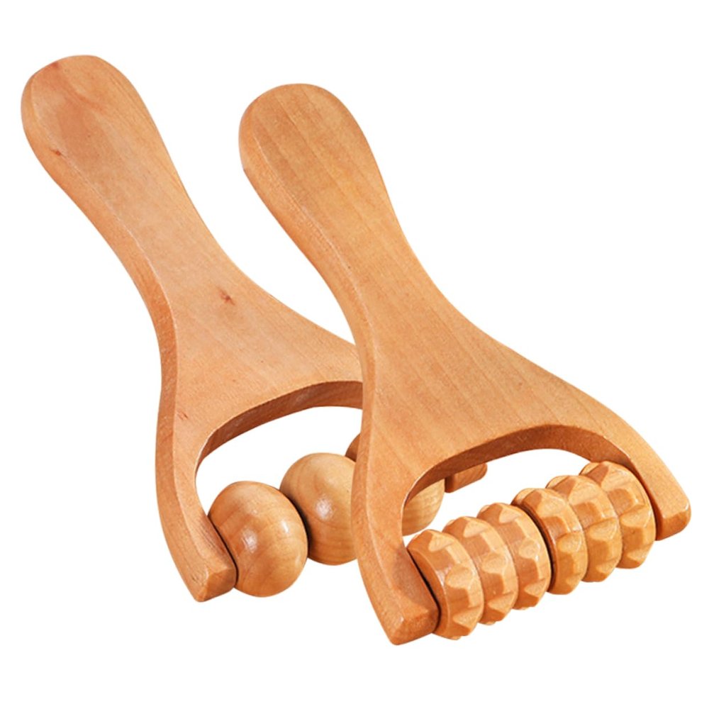 COOLHIYA Wooden Foot Massager Roller Handheld Acupoint Massage Tool for Neck Shoulder Back Legs and Feet Relaxation Compact and Lightweight Design